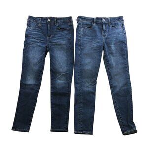 American Eagle Womens Jeans Size 8 Lot Of 2 High Rise Skinny Jeggings Blue Denim
